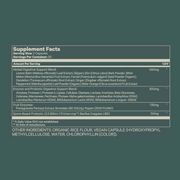 Supplement Facts of Juna Detox Digestive Enzymes.