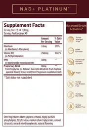 Quicksilver NAD+ PLATINUM® Supplement Facts