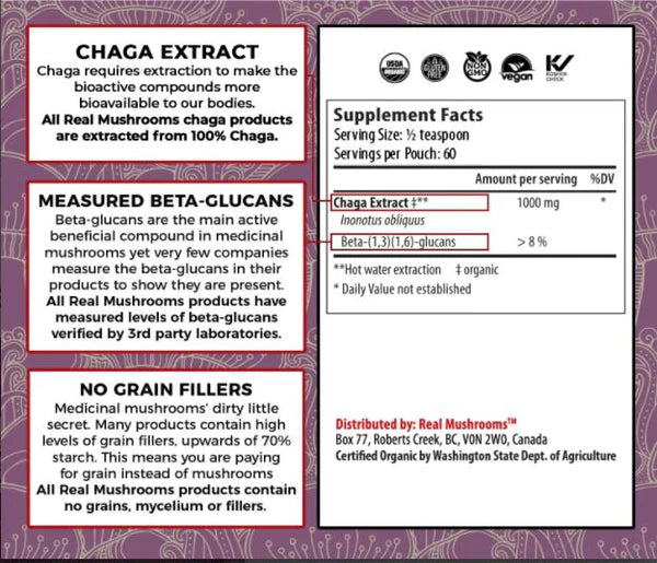 ORGANIC SIBERIAN CHAGA EXTRACT POWDER INGREDIENTS