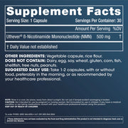 Supplement Facts OF Prohealth Longevity NMN Pro™ 500 - Uthever® NMN - 500 mg