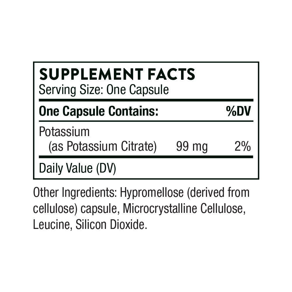 Thorne Potassium Citrate Supplement Facts